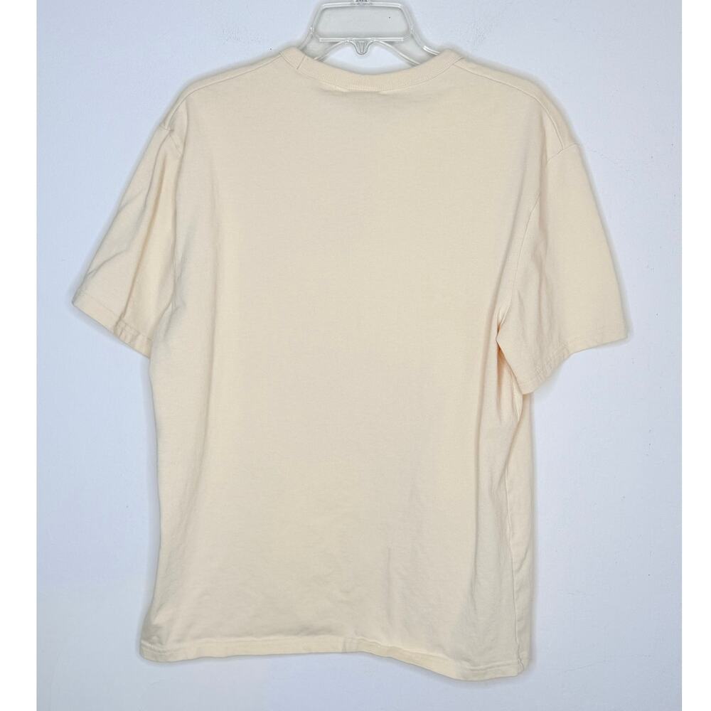 Champion‎ Logo Graphic Tee Beige Cream Short Sleeve Large Y2K Casual Streetwear - Picture 2 of 9
